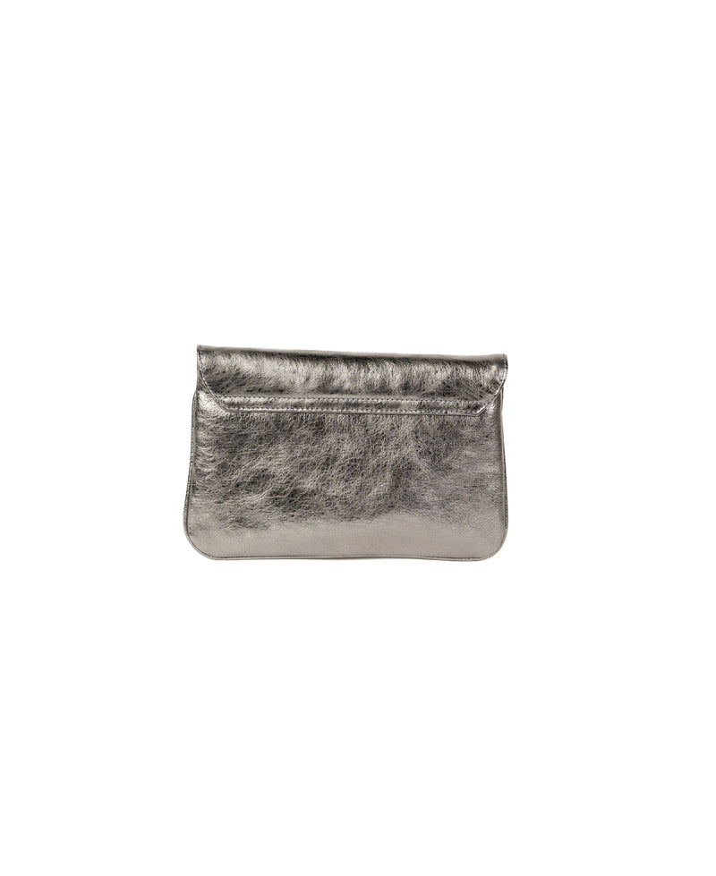 Silver Leather Clutch