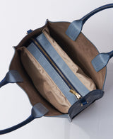 Florence Tote leather bag bi-colour powder blue and navy blue