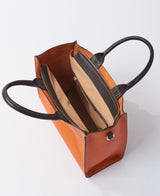 Florence Tote leather bag bi-colour orange and tan