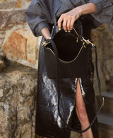 Borsa hobo Top Handle in pelle nera