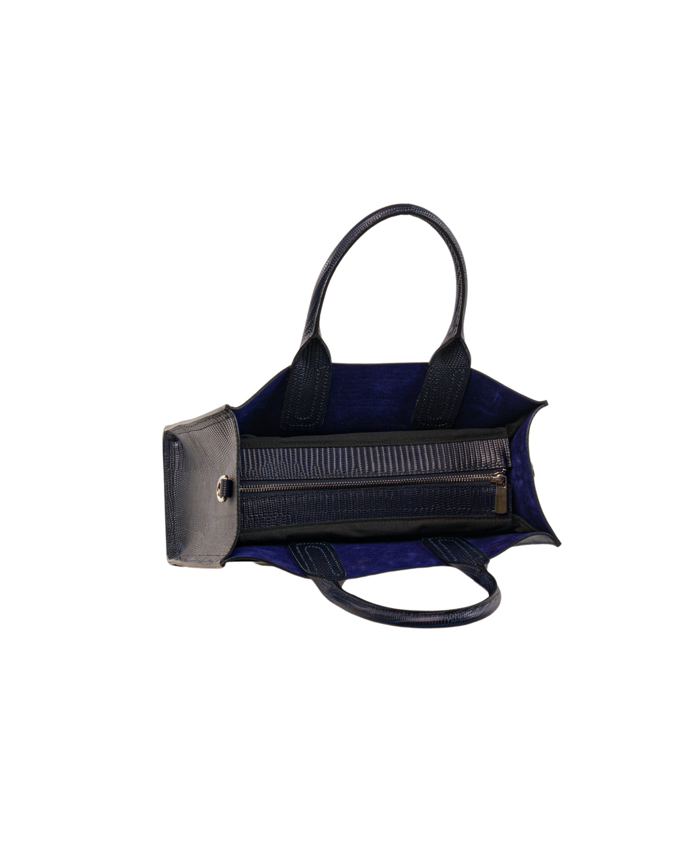 Florence Tote leather bag lizard navy blue