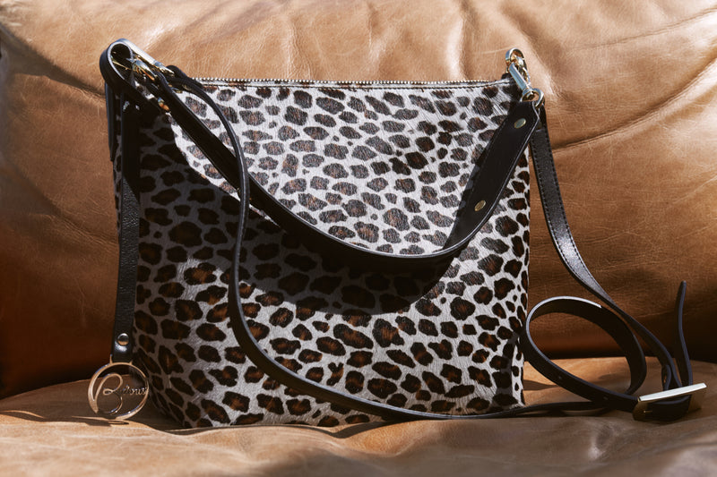 Hobo bag Calf Hair Leopard Grey