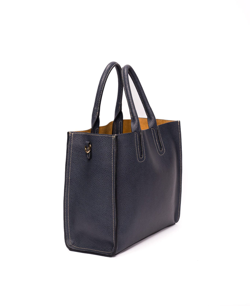 Florence Tote leather bag Navy blue – Bidinis Bags