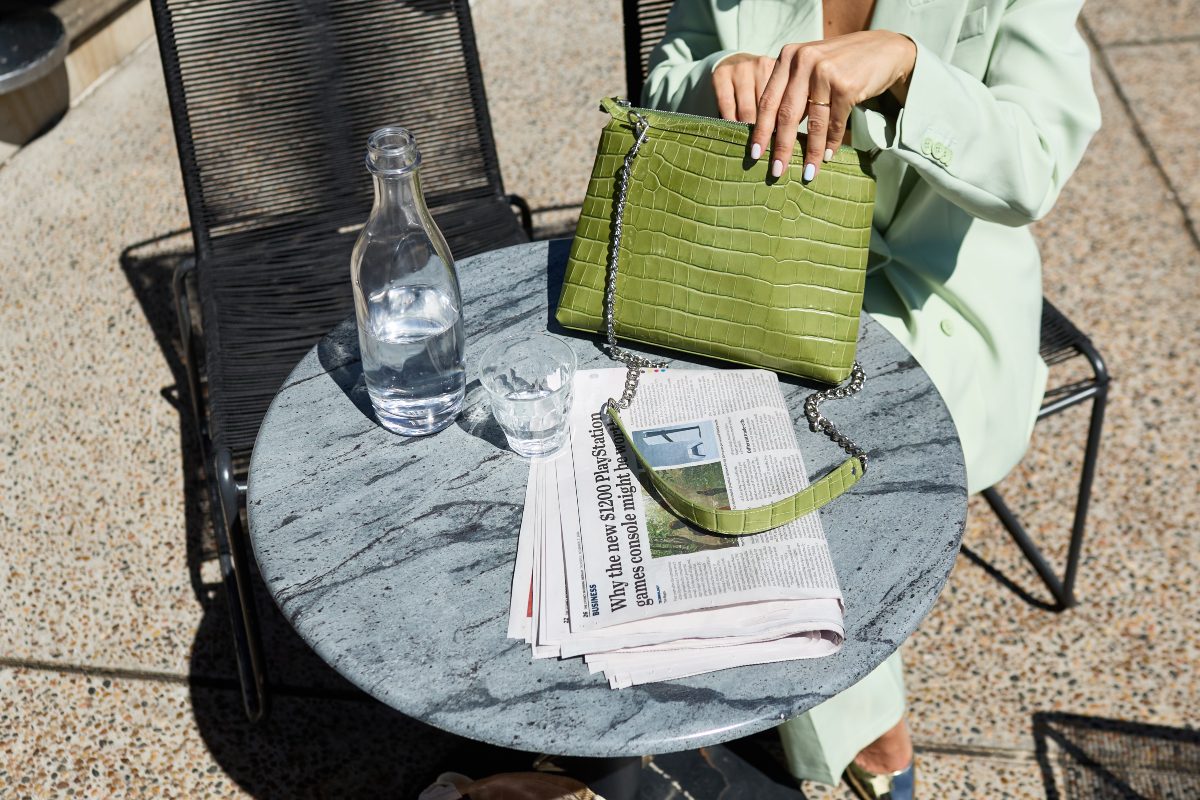 Crossbody Leather Bag - Lime Green