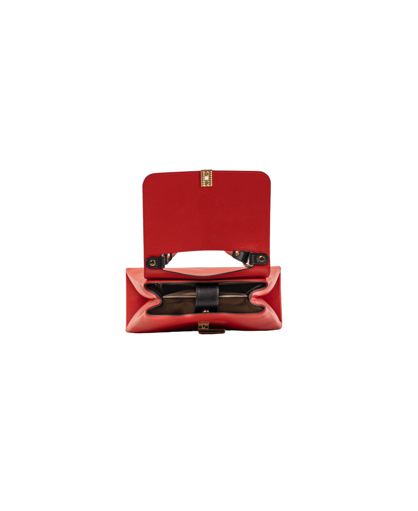 Lisa top handle leather bag Black and Red