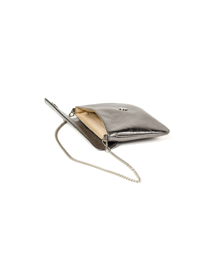 Silver Leather Clutch