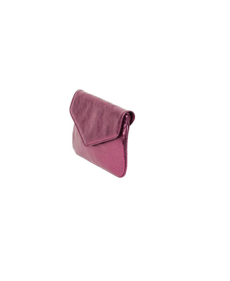 Metallic Pink Leather Clutch