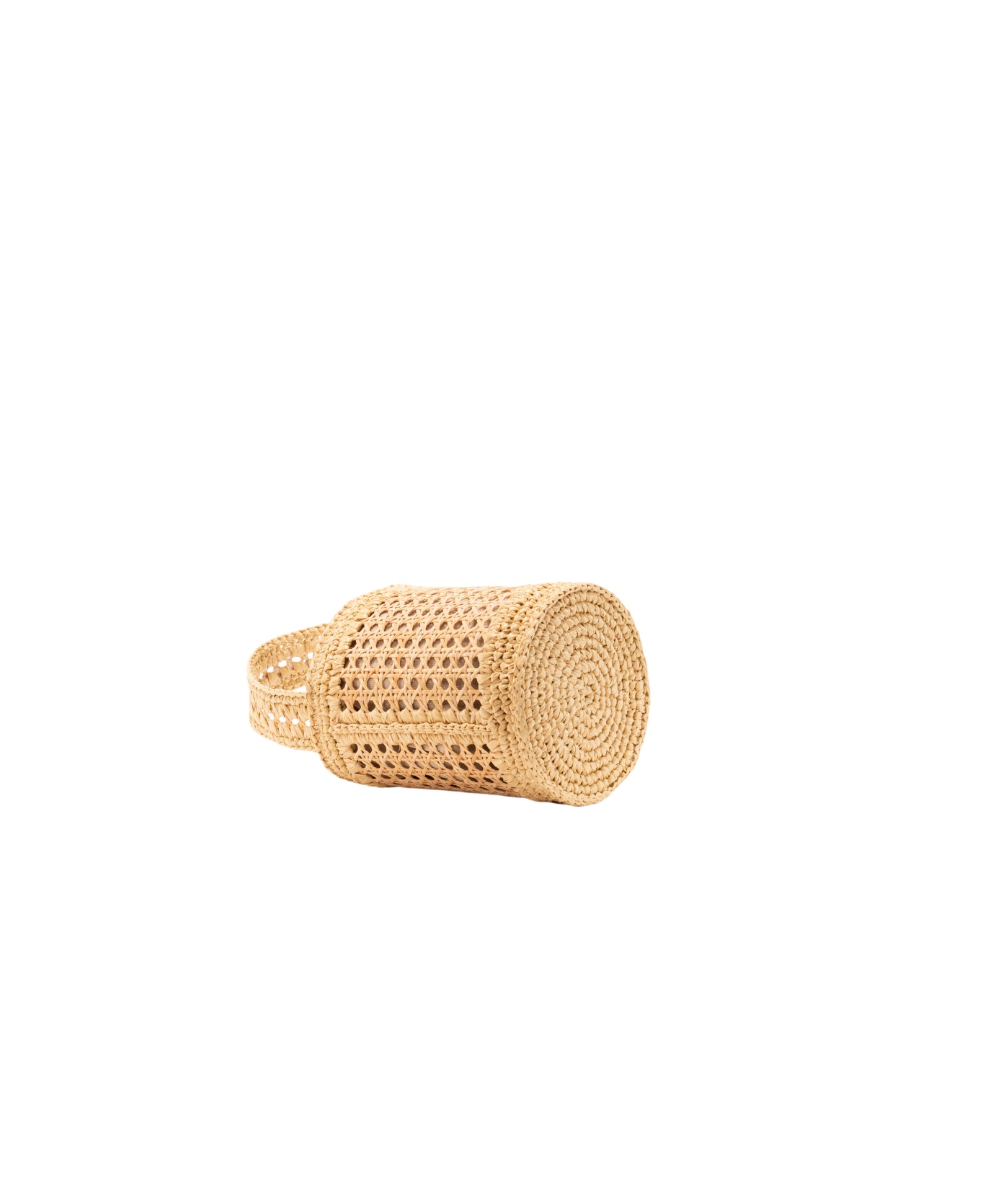 Bucket bag rattan and raffia Beige trim
