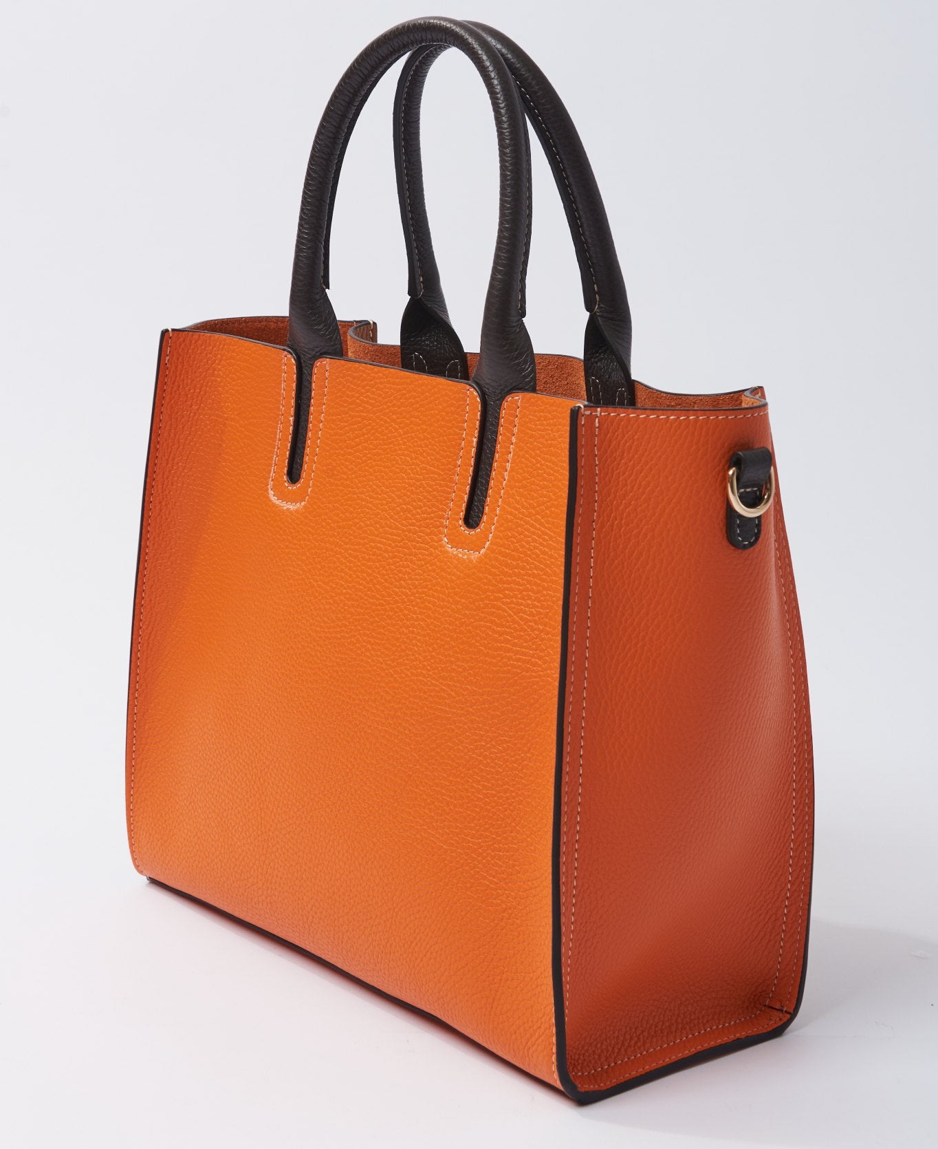 Florence Tote leather bag bi-colour orange and tan – Bidinis Bags