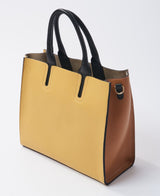 Florence Tote leather bag bi-colour yellow and tan
