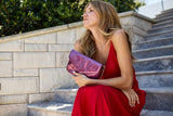 Metallic Pink Leather Clutch