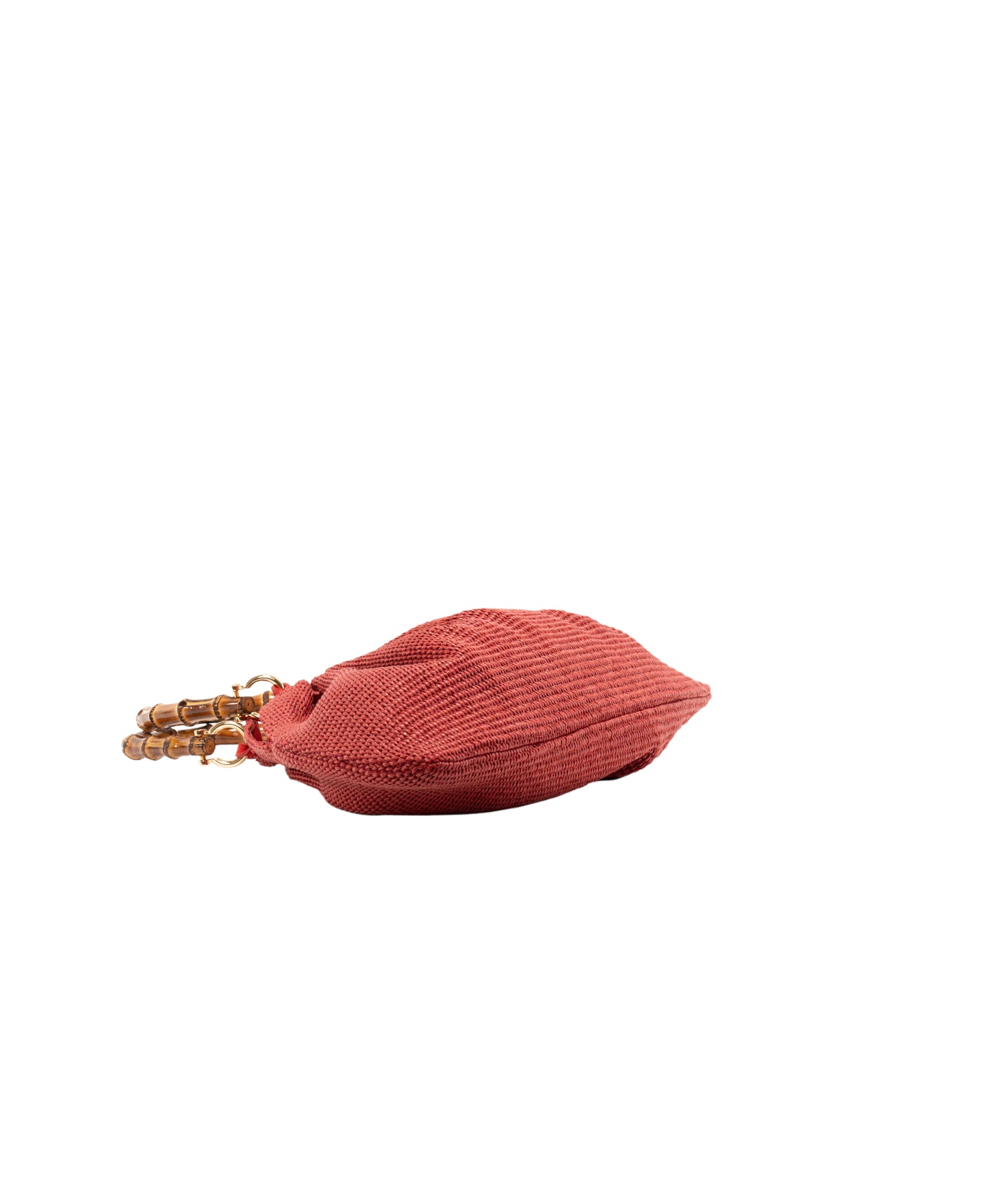 Caterina Raffia Bamboo Bag Deep Red