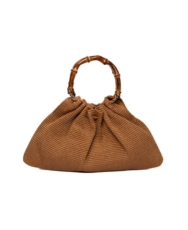 Caterina Raffia Bamboo bag Tobacco brown – Bidinis Bags