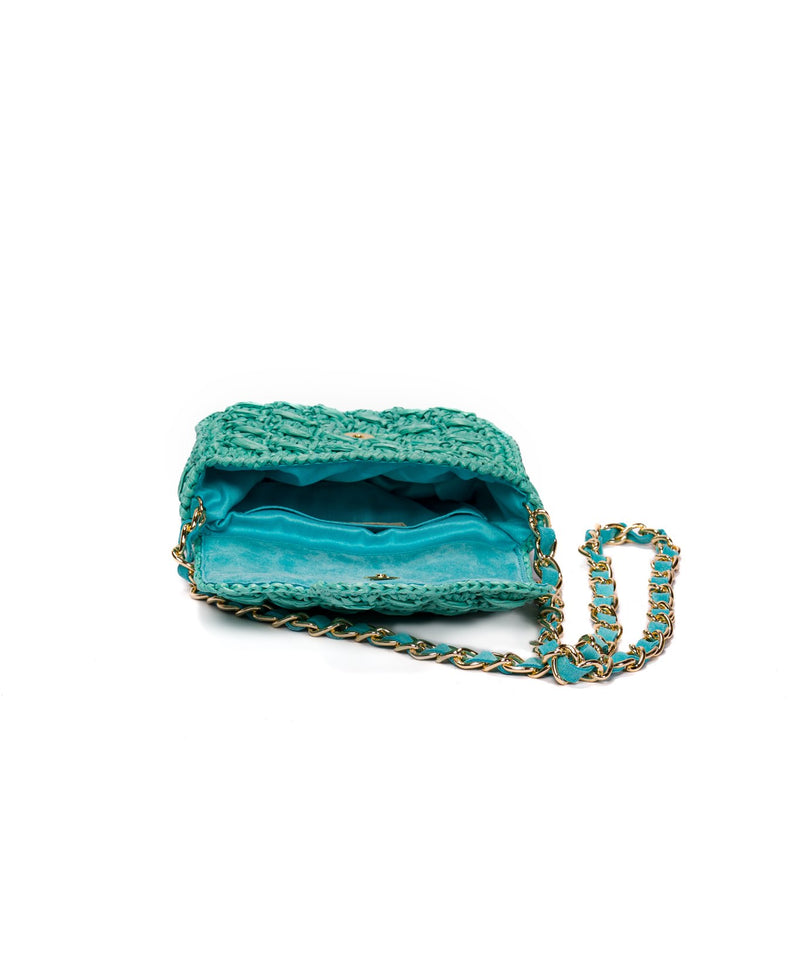 Mini Lucrezia Raffia Bag Turquoise