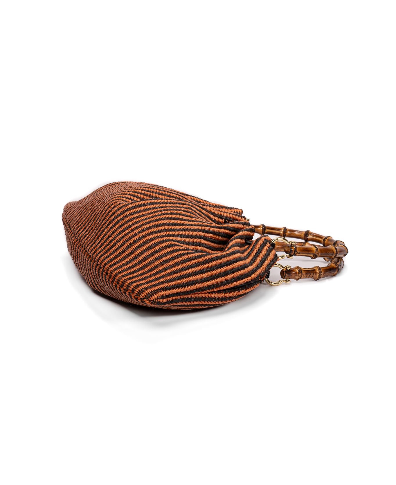 Caterina Bamboo Raffia Bag - stripes orange and black