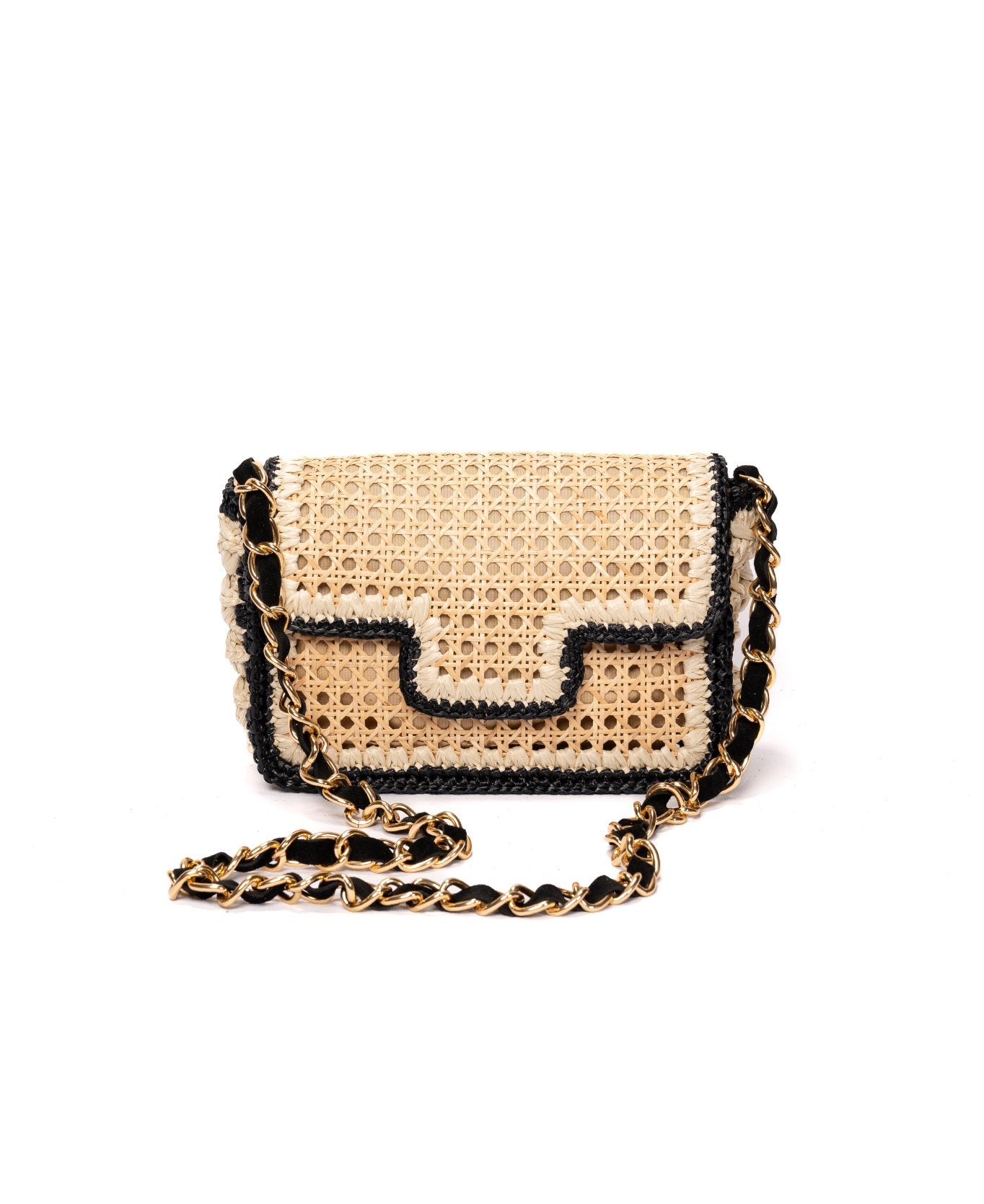 Ginevra Raffia Bag in Black and Off-White - Large – Bidinis Bags