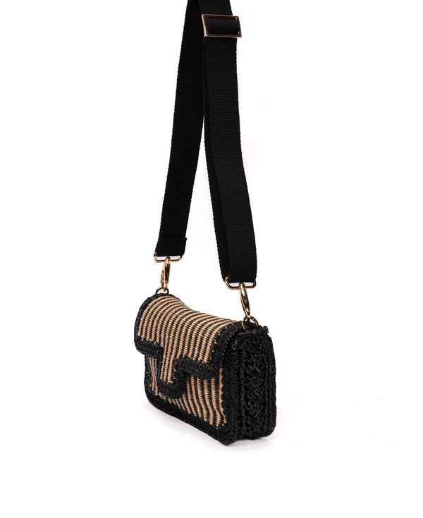 Rumbai Raffia Shoulder Bag With Brown Leather Strap Woven 