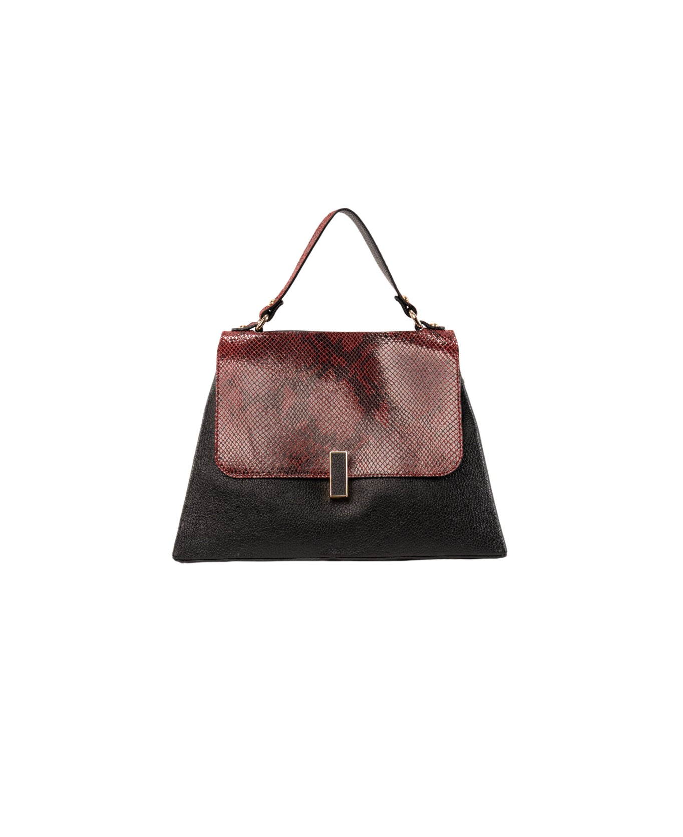 Lisa Large top handle leather bag Black and Burgundy red