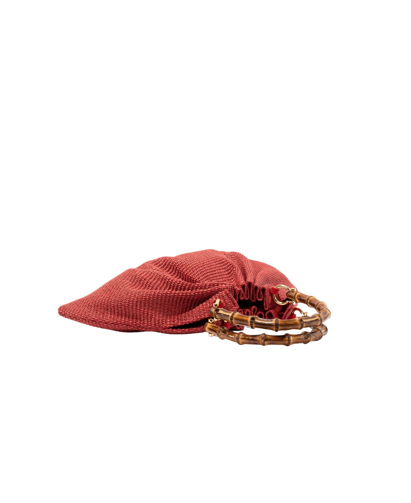 Caterina Raffia Bamboo Bag Deep Red