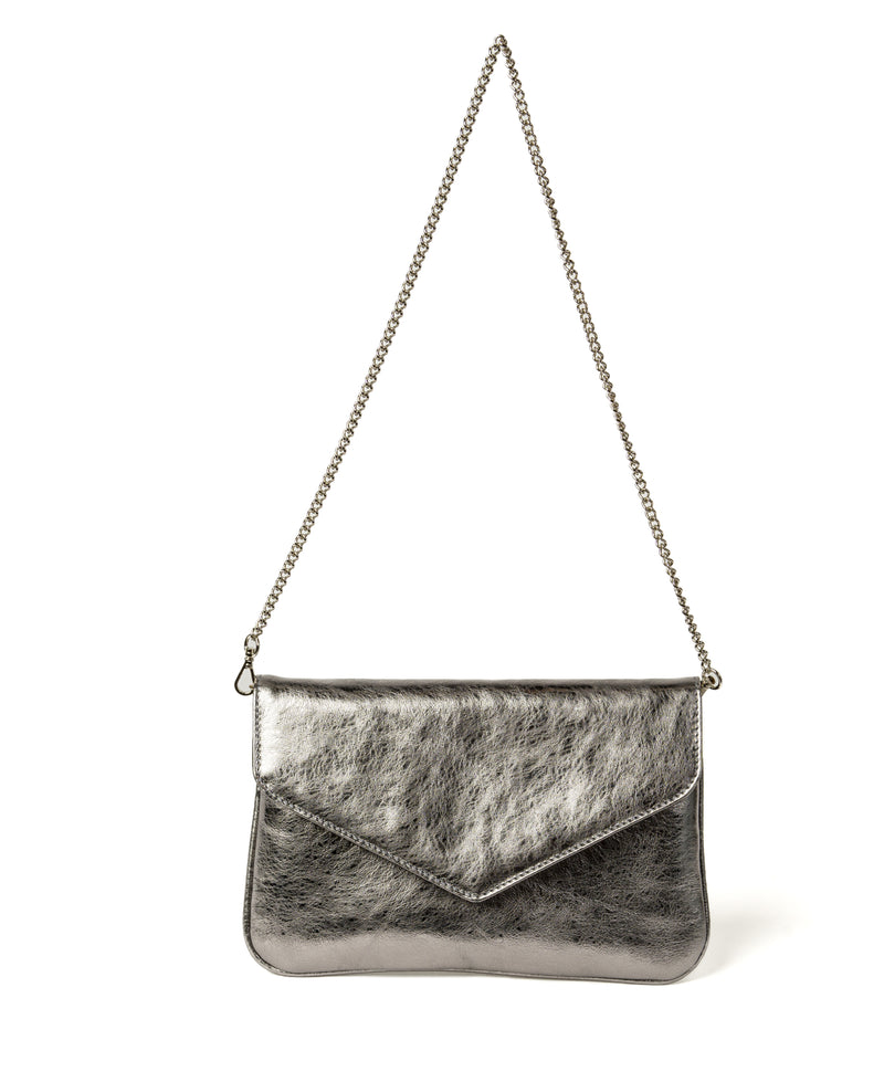 Silver Leather Clutch