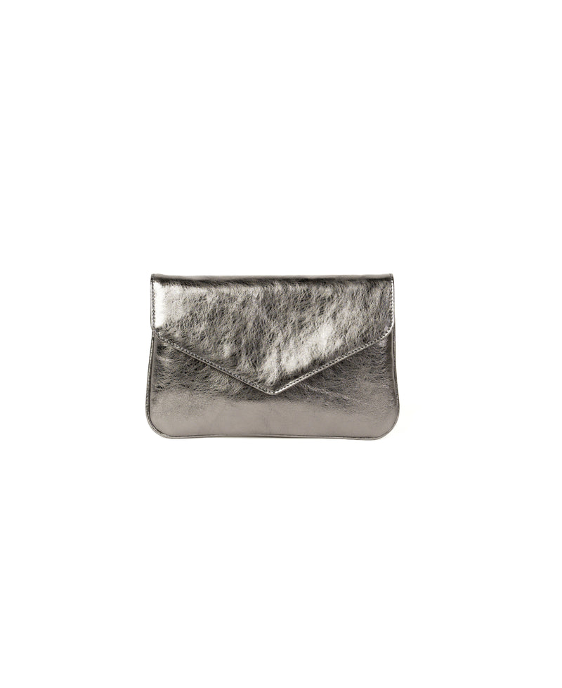 Silver Leather Clutch