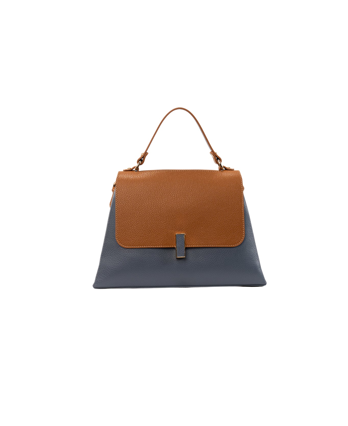 Lisa Large top handle leather bag Dust Blue and Tan