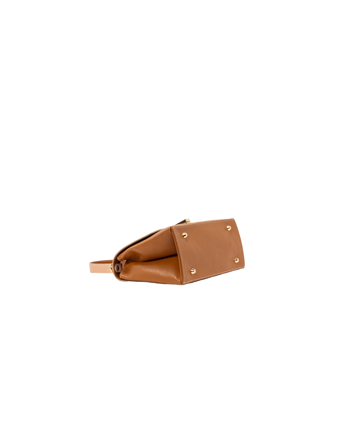 Lisa top handle leather bag Tan and Blush