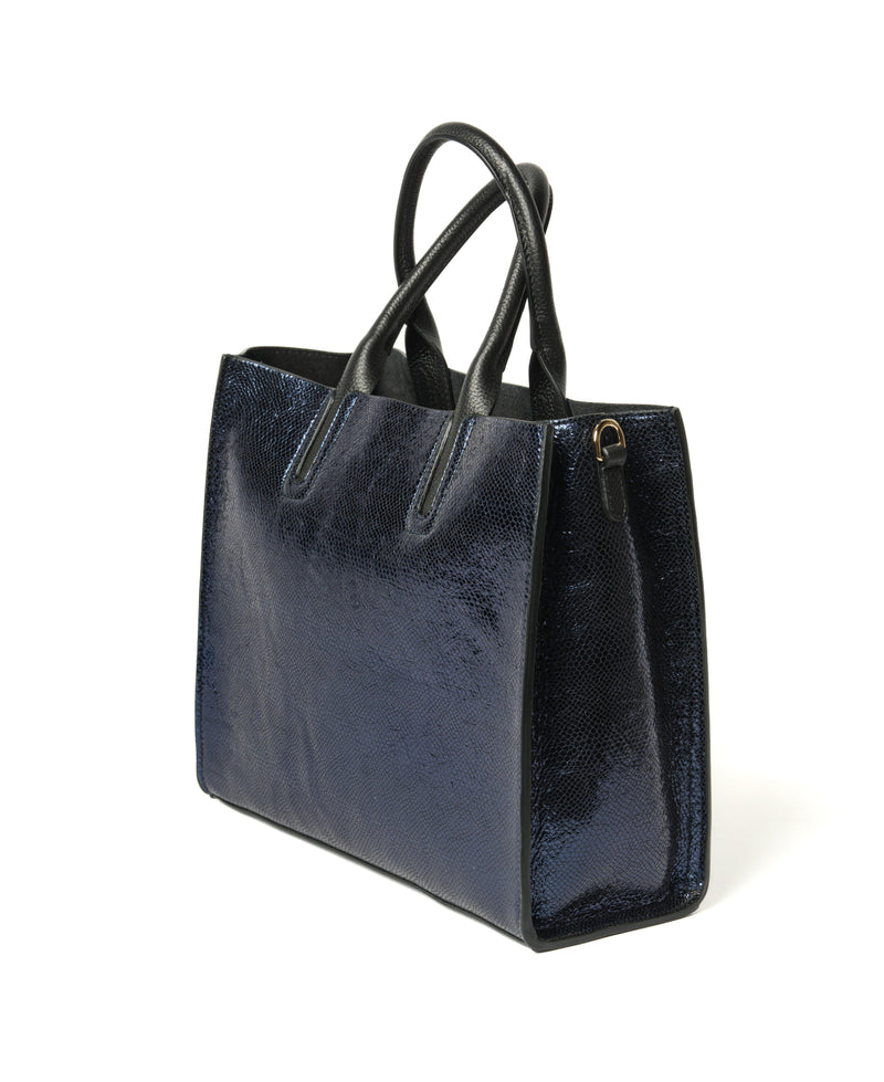 Florence Tote Leather Bag - Sparkling Navy Blue