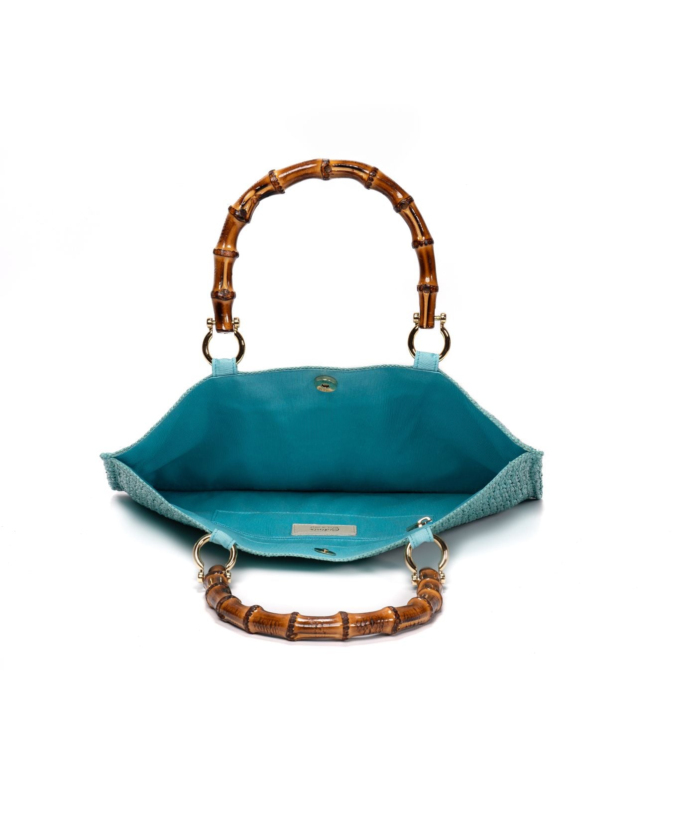 Piccarda Raffia Tote Bamboo bag Turquoise