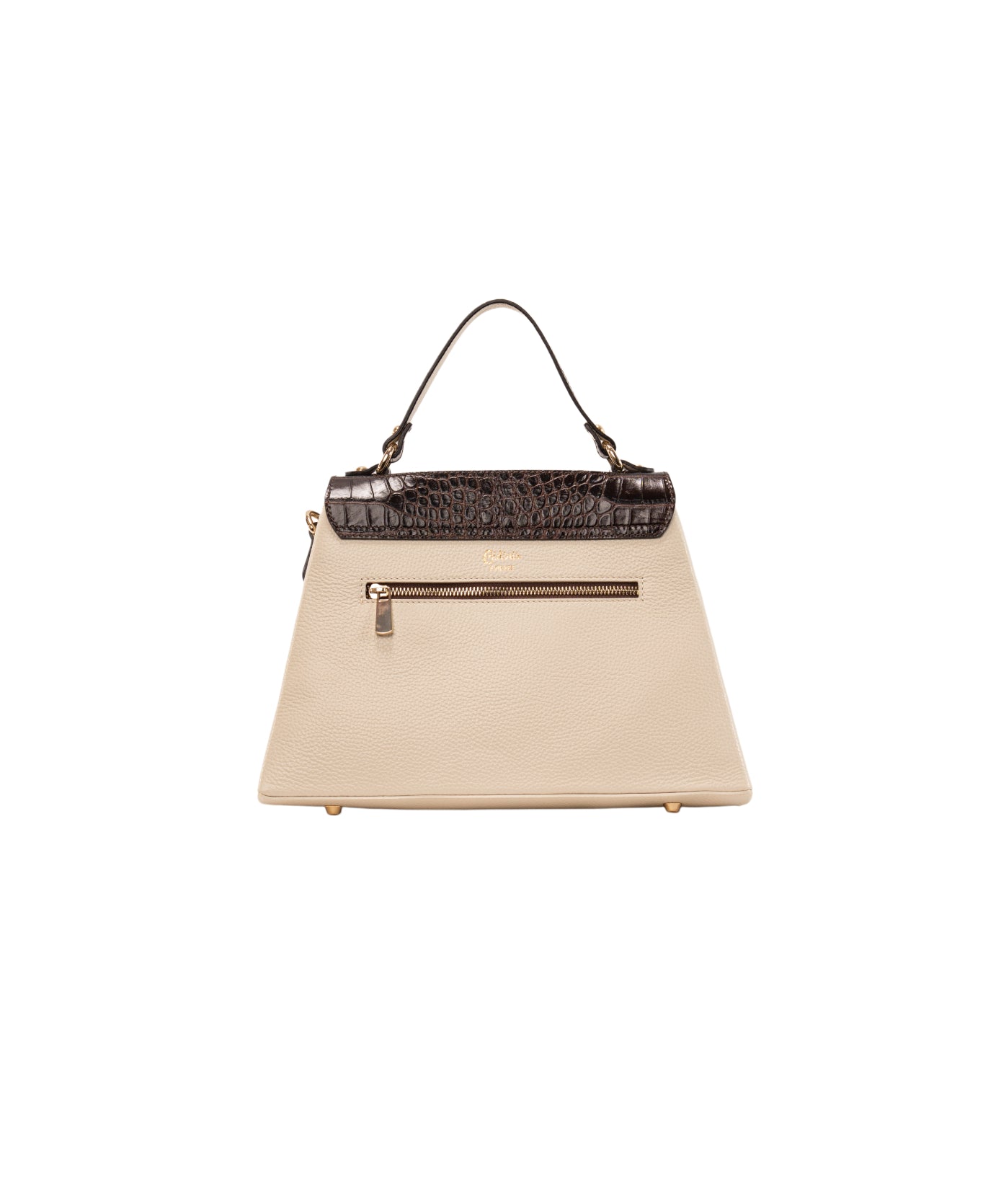 Lisa Large top handle leather bag Off-White and Dark Chocolate