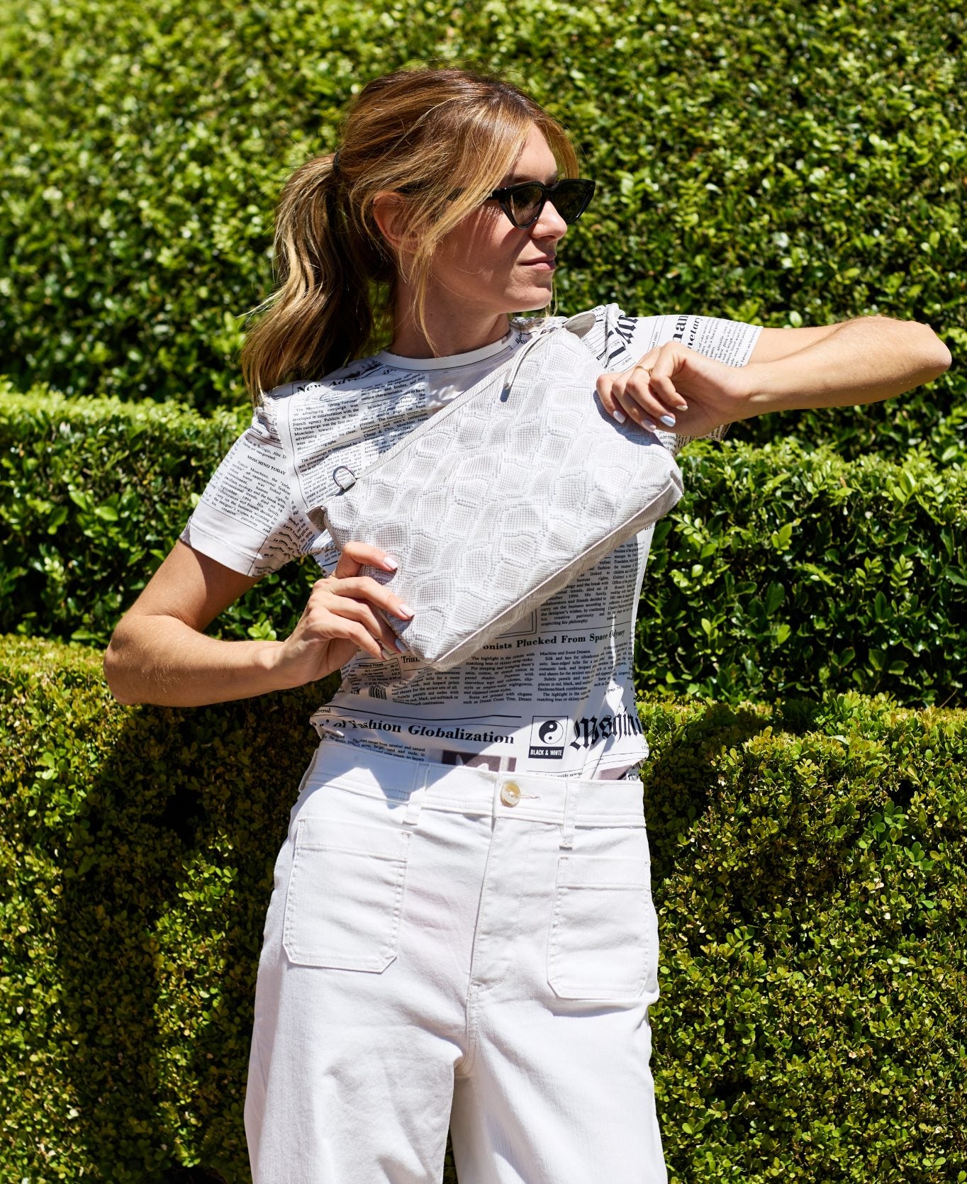 Crossbody Leather Bag - Silver White