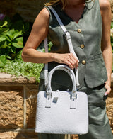 Bugatti Leather Bag Ostrich Effect White