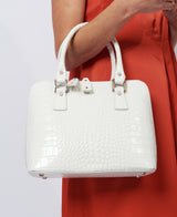 Bugatti Mock Croco Leather Bag milky white