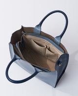 Florence Tote leather bag bi-colour powder blue and navy blue