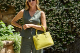 Borsa in pelle di coccodrillo goffrata Bugatti arancione tenue
