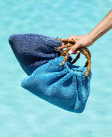 Borsa Caterina Bamboo in rafia - righe arancioni e nere