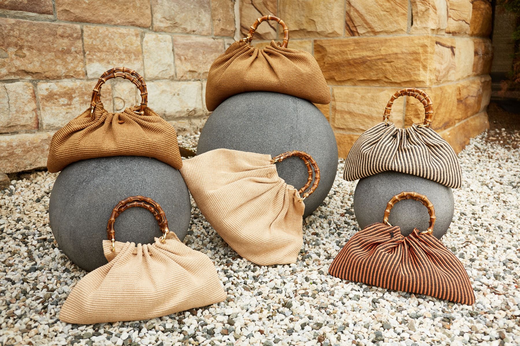 Caterina Raffia Bag Bamboo Handles Tobacco brown- Large