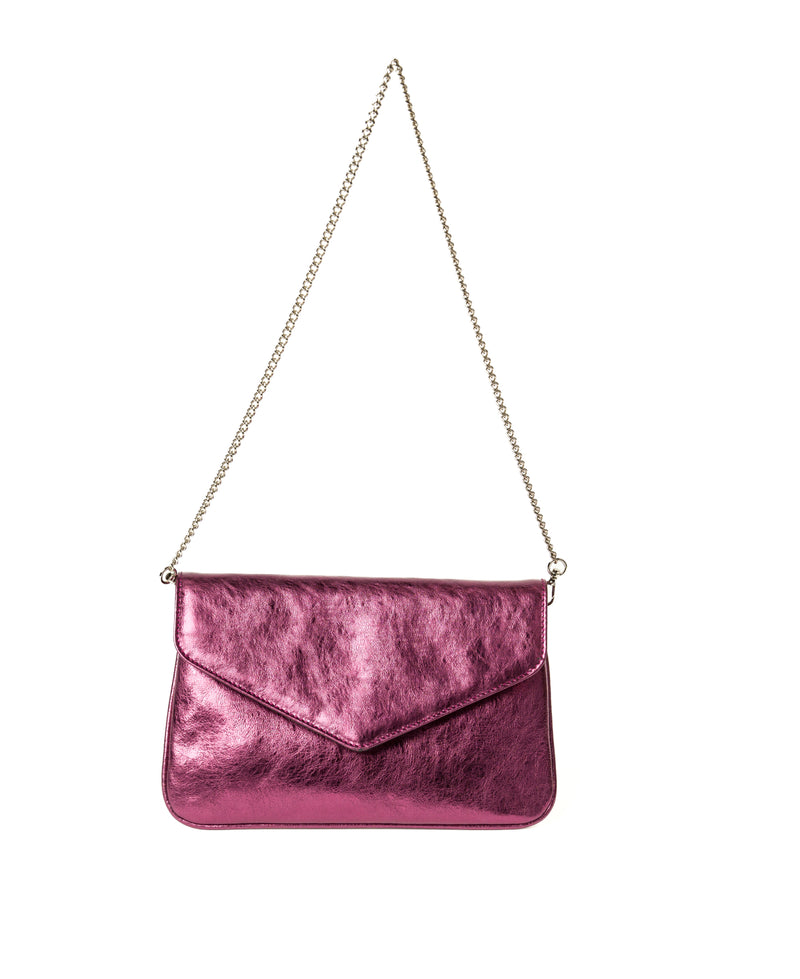 Metallic Pink Leather Clutch