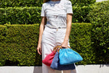 Borsa Caterina Bamboo in rafia - righe arancioni e nere