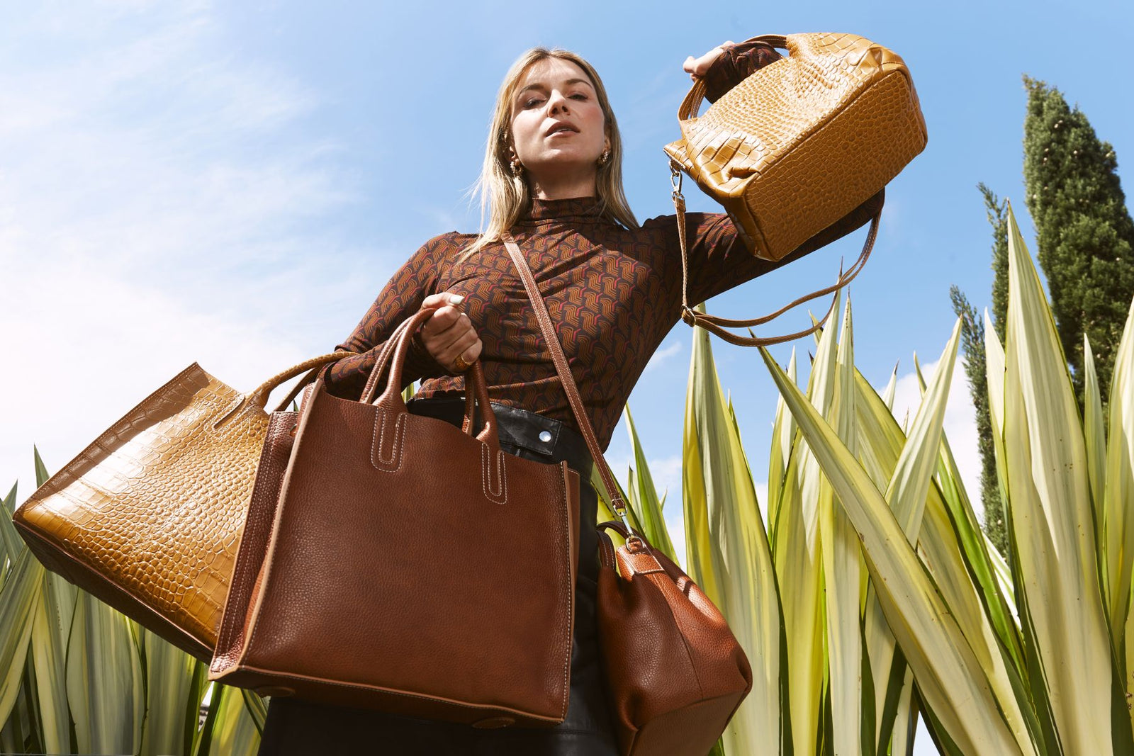 Florence Tote leather bag rust tan Bidinis Bags