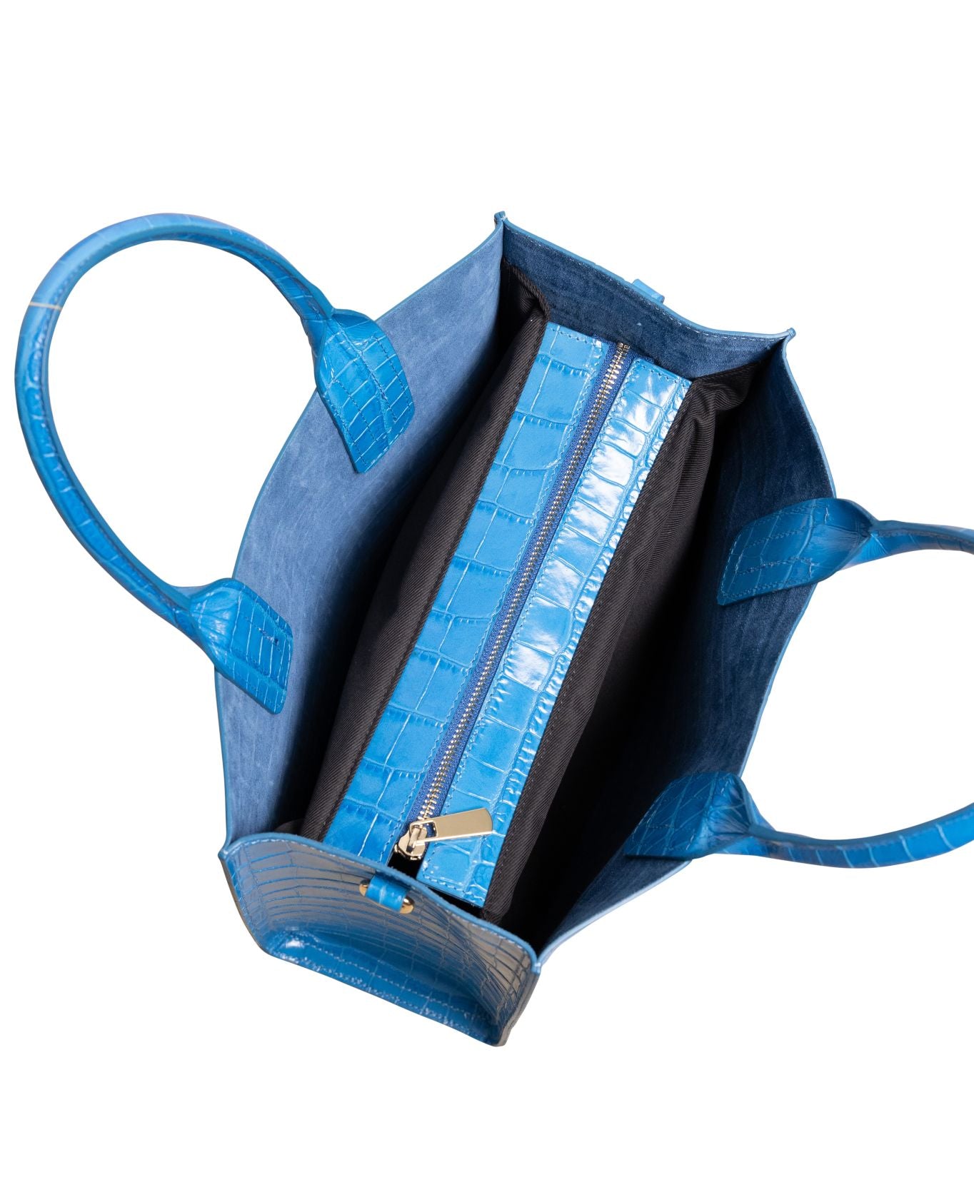 Borsa Florence Tote in pelle cocco goffrata azzurra