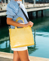 Florence Tote leather bag croco embossed yellow