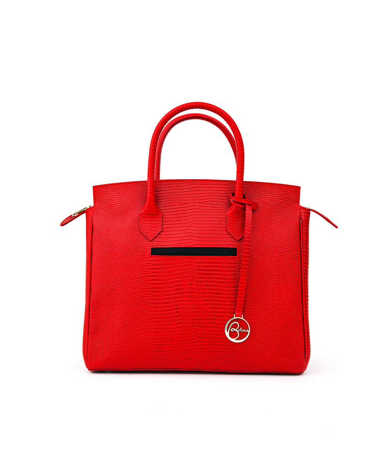 Luigia Leather Bag Lizard Print red