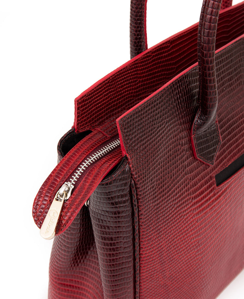 Luigia Leather Bag Lizard Print degraded red