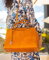 Briefcase leather bag in mandarin