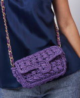 Mini borsa in rafia viola