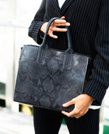 Florence Tote leather bag snake effect dark grey