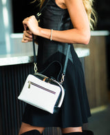 Camera leather bag bi-colour black and white